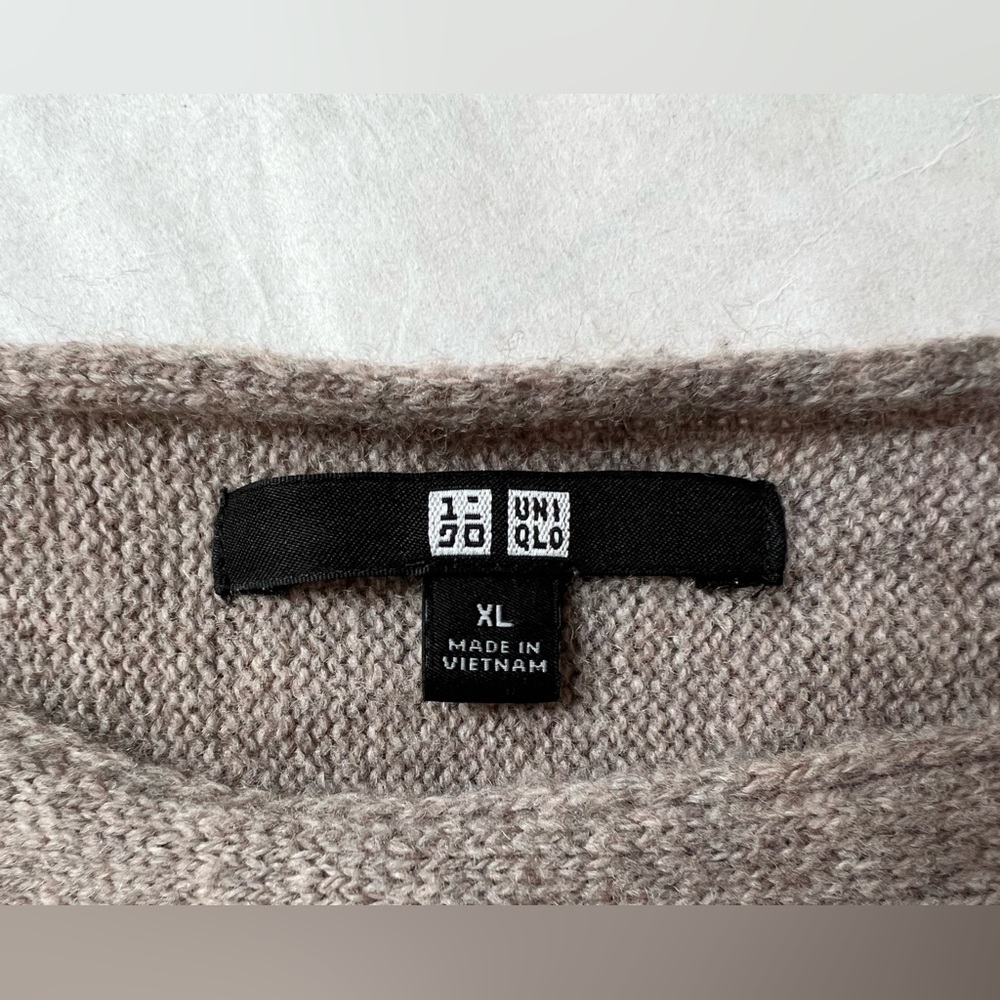 Uniqlo Lambswool Blend Boat Neck Sweater Women Pullover Beige Size XL Read Desc! - Picture 7 of 8